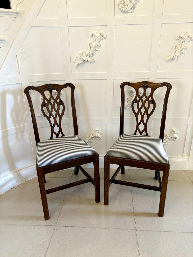 Set of 8 Antique Edwardian Quality Mahogany Dining Chairs - Image 5
